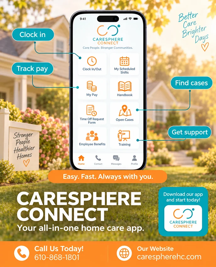 CareSphere Connect home care app for caregivers and employees
